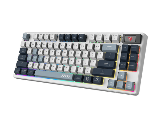 MSI FORGE GK600 TKL Wireless SKY Mechanical Gaming Keyboard | Tri-Mode Connectivity (2.4G / Bluetooth / USB) | Hot-Swappable Linear Switches | RGB Backlighting | PBT Keycaps | Tenkeyless Design | Rechargeable Battery/English