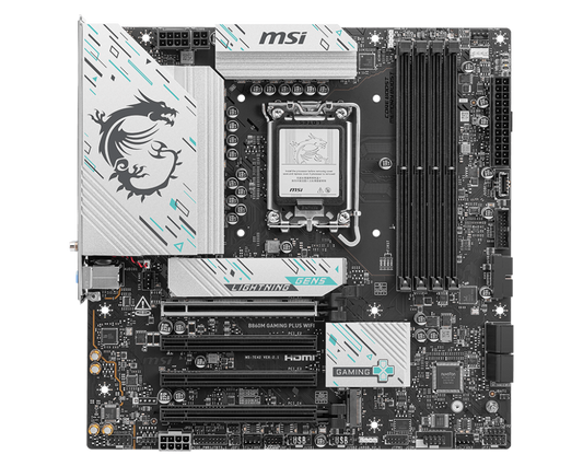 MSI B860M Gaming Plus WiFi Motherboard | Micro-ATX | Intel LGA 1851 Socket | B860 Chipset | DDR5 Memory Support | PCIe 5.0 | 2.5G LAN | Wi-Fi 6E | USB 20Gbps