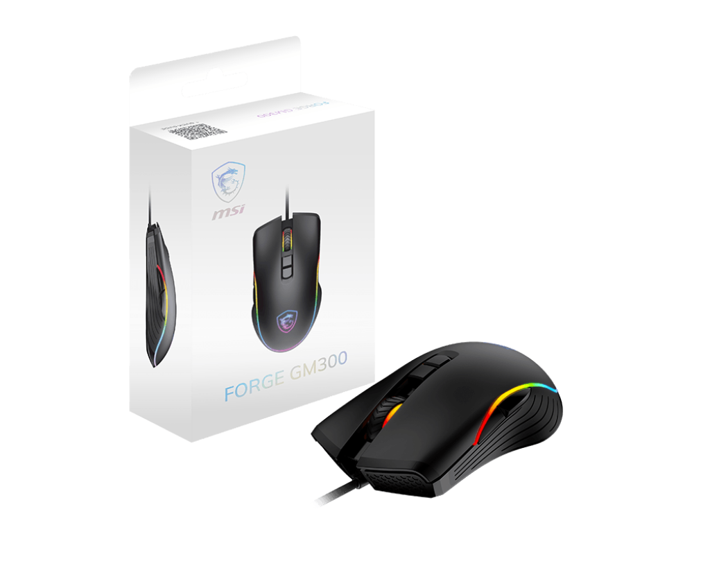 MSI FORGE GM300 Gaming Mouse | 7200 DPI | RGB Lighting | 7 Buttons | Symmetrical Design | 10M Click Durability