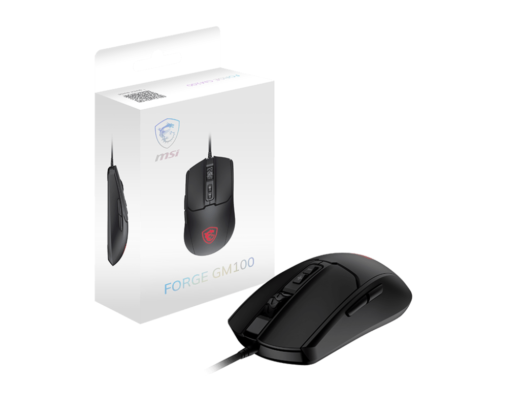 MSI FORGE GM100 Gaming Mouse | 6400 DPI | 6-Mode RGB | 7 Buttons | Symmetrical Design | 10M Click Durability