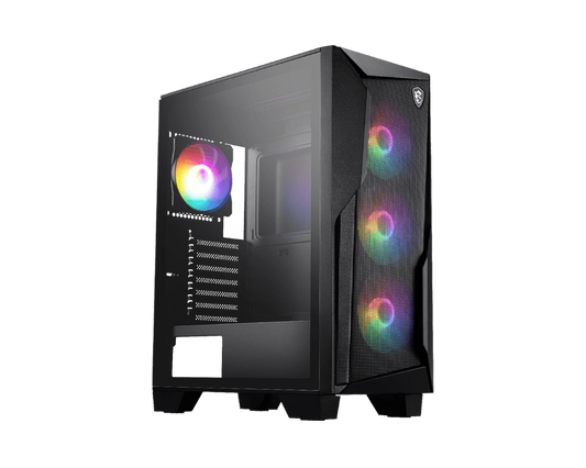 MSI MAG FORGE 130A AIRFLOW Mid-Tower PC Case | High-Airflow Mesh Front | Tempered Glass Side Panel | 4 Pre-Installed Auto-RGB Fans | USB 5Gbps Front I/O | Supports ATX/Micro-ATX/Mini-ITX
