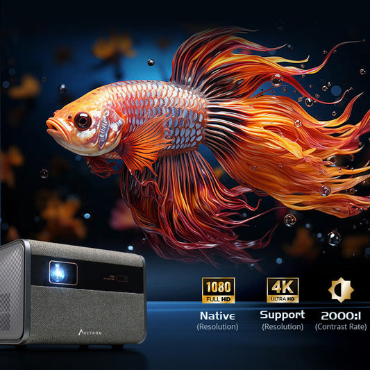 Avetron Mini LED Projector | 1080P Native Resolution | 550 ANSI Lumens | Auto Focus | Android 11 | 120″ Max Display | Dual 5W Speakers | 4K Support