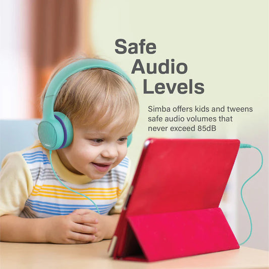 Promate Simba Over-Ear Hi-Definition SafeAudio Wired Headset | 40mm Drivers | 85dB Limit | Adjustable & Foldable Design