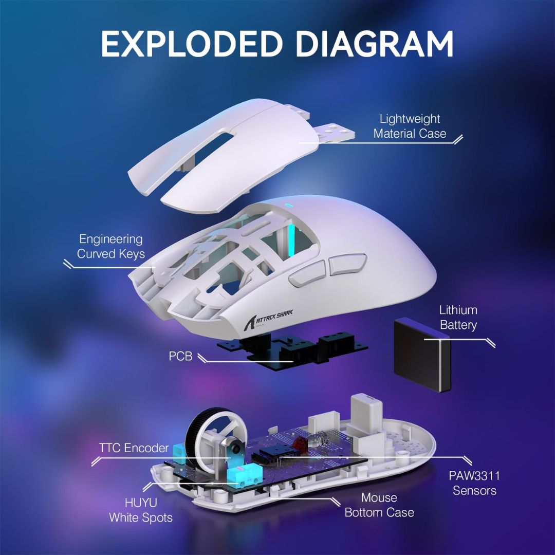 ATTACK SHARK X11 Wireless Gaming Mouse | White
