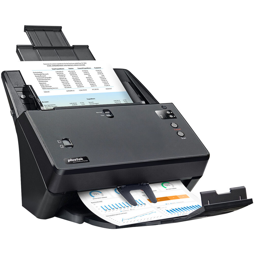 Plustek SmartOffice PT2160 Document Scanner | High-Speed Duplex Scanner with 100-Sheet ADF | 60ppm/120ipm | Ultrasonic Double-Feed Detection | USB 3.0 | Windows & Mac Compatible