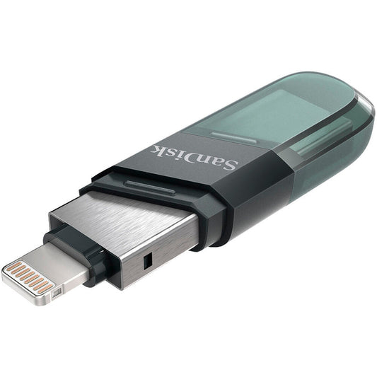 SanDisk iXpand Flash Drive Flip 64GB | Dual Lightning & USB 3.1 Type-A | Automatic iPhone Backup | Password Protection | Sea Green