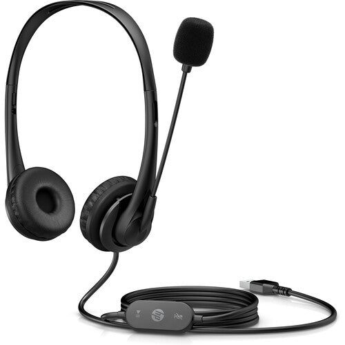 HP Stereo USB Headset G2 | Wired On-Ear Headset with Noise-Cancelling Boom Mic | USB-A | Black