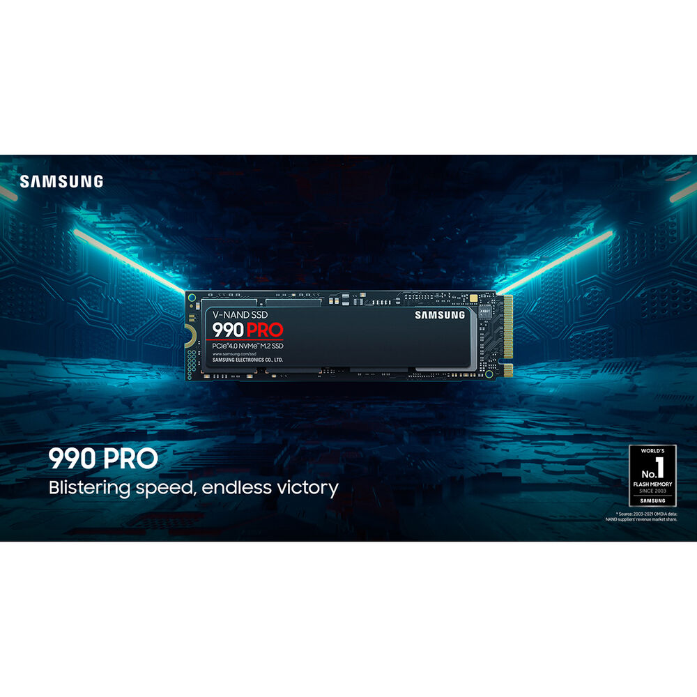 Samsung 990 PRO 4TB NVMe PCIe Gen 4.0 M.2 SSD | Up to 7 | 450 MB/s Read | 6 | 900 MB/s Write | Smart Thermal Control | Enhanced Power Efficiency