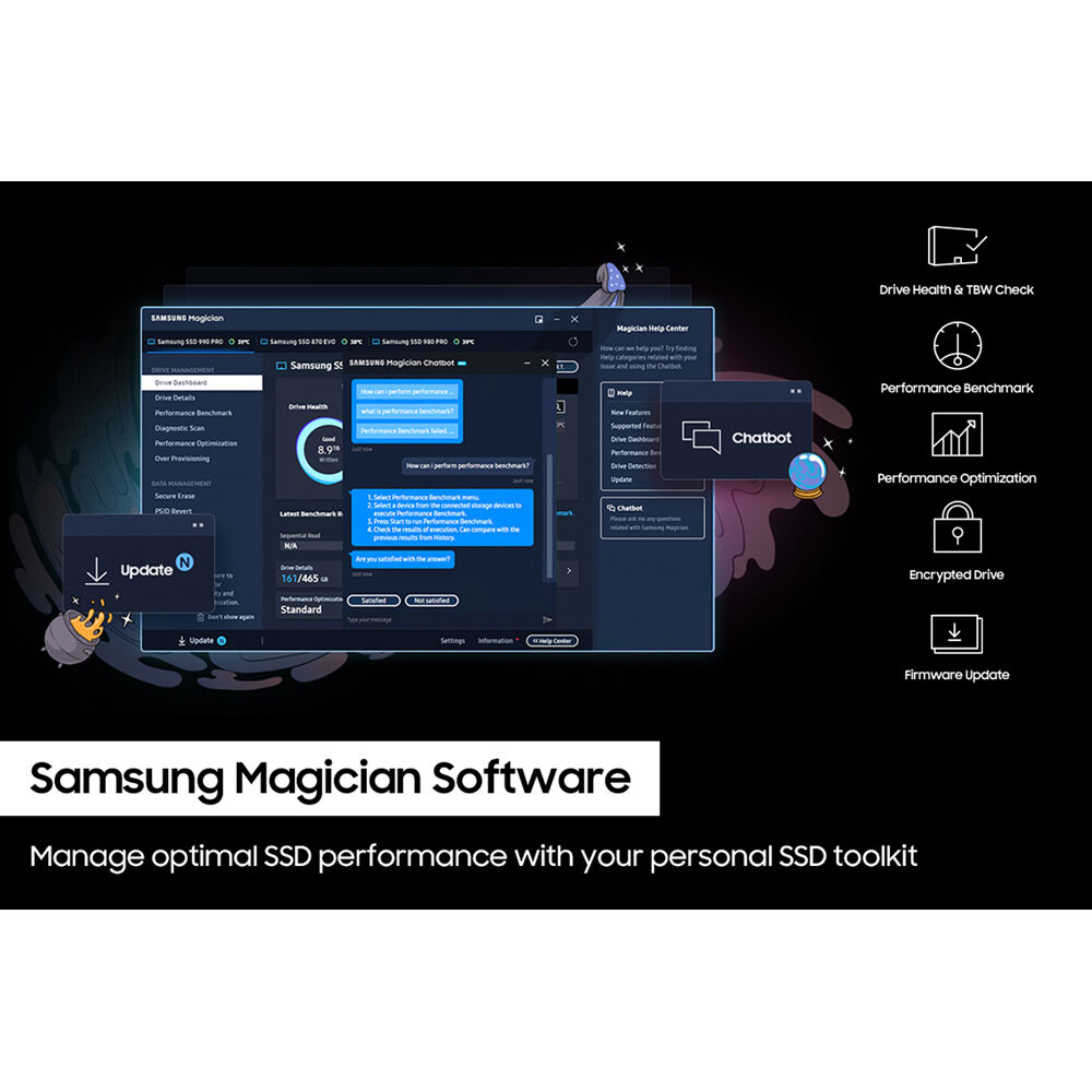 Samsung 990 PRO 2TB NVMe PCIe Gen 4.0 M.2 SSD with Heatsink | Up to 7 | 450 MB/s Read | 6 | 900 MB/s Write | PS5 Compatible | Smart Thermal Control