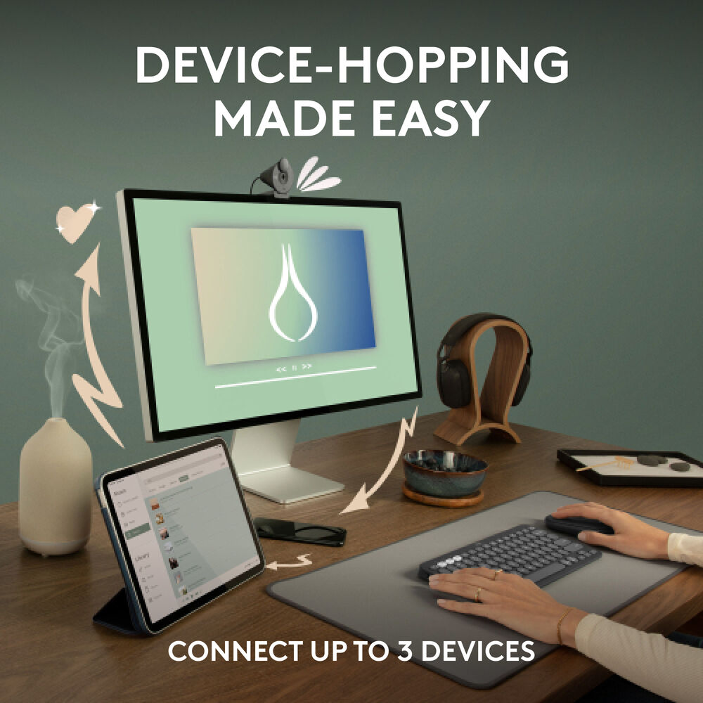 Logitech Pebble Mouse 2 M350s | Slim | Ambidextrous Bluetooth Mouse | Quiet Clicks | Multi-Device | Up to 24-Month Battery