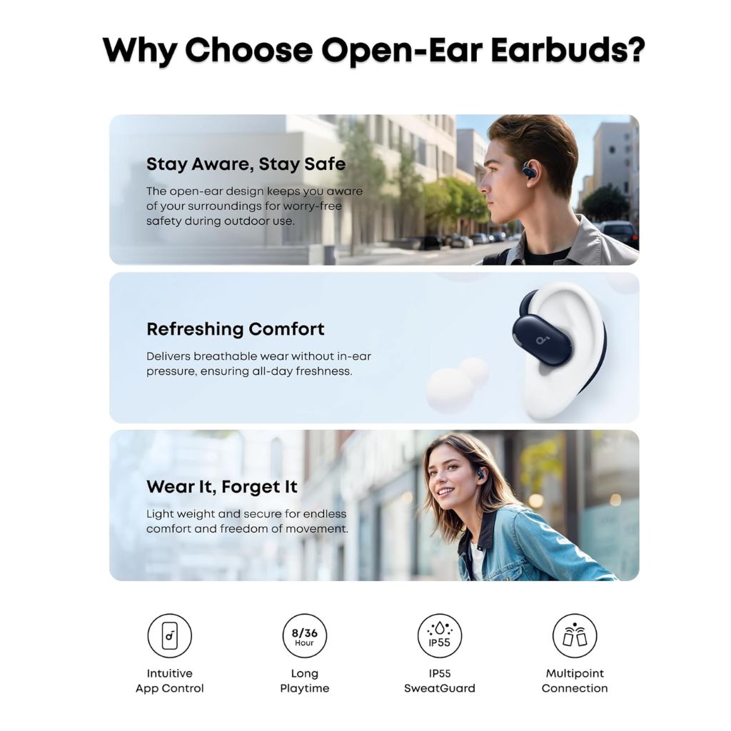 Anker soundcore V20i Adjustable Ear Hooks Earbuds | Blue