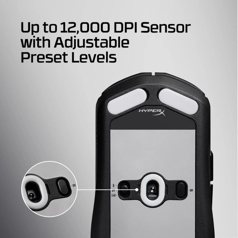 HyperX Pulsefire Fuse Wireless | Lightweight Ambidextrous Gaming Mouse | Dual Wireless (2.4 GHz & Bluetooth) | 12 000 DPI | 85-Hour Battery Life