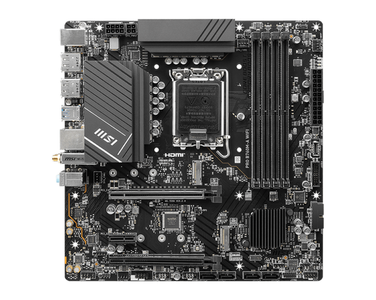 MSI PRO B760M‑A WiFi DDR5 mATX Motherboard | LGA 1700 | DDR5 5333 MHz OC | PCIe 4.0 | Wi‑Fi 6E | 2.5 Gb LAN
