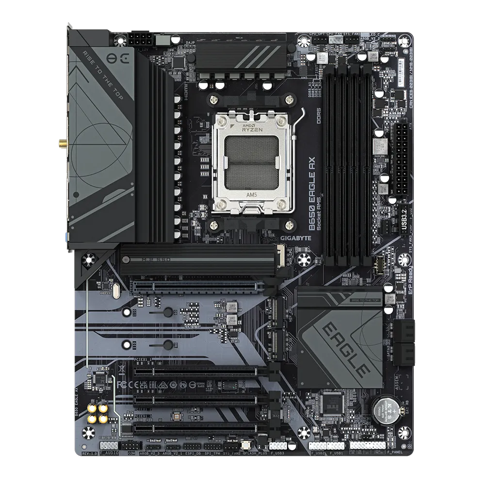 GIGABYTE B650 EAGLE AX Motherboard | AM5 | DDR5 | PCIe 5.0 | Wi-Fi 6E | 12+2+2 VRM | 3× M.2 | USB 3.2 Gen2 | Smart Fan 6 | Q-Flash Plus | ATX