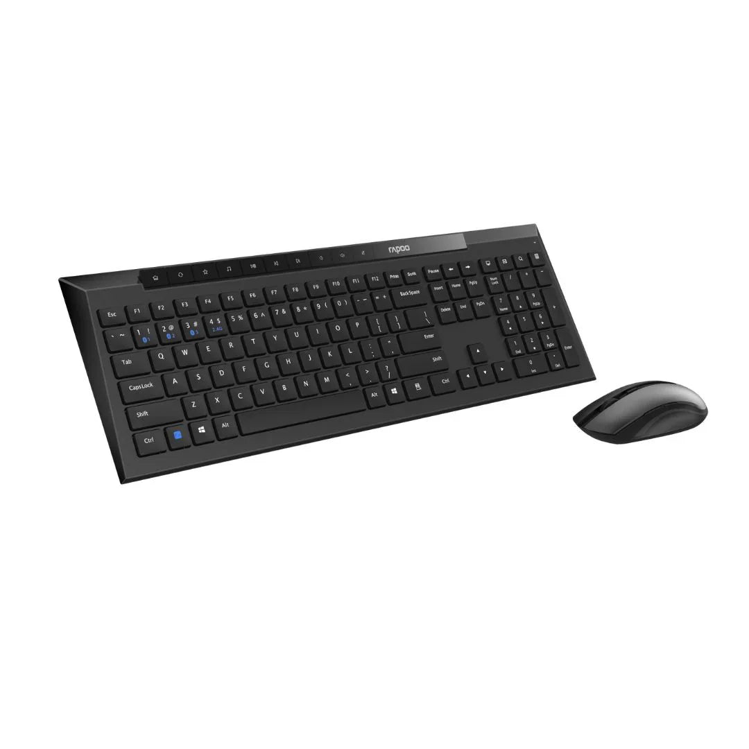 Rapoo 8210M Multi-mode Wireless Keyboard and Mouse Combo | Bluetooth 3.0/4.0/5.0 & 2.4GHz | Spill-Resistant Keyboard | 600 | 1600 DPI Silent Mouse