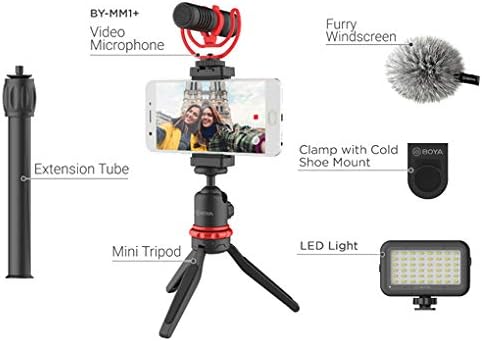 BOYA BY-VG330 Smartphone Vlogging Kit with Mini Tripod | Shotgun Microphone | LED Light & Phone Holder | All-in-One Video Kit for YouTube | TikTok | and Live Streaming