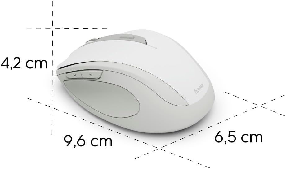Hama WM-400 Wireless Ergonomic Mouse | 6-Button Optical Quiet Mouse with 2.4 GHz RF | Adjustable DPI | Stowable USB-A Receiver & Eco-Friendly Design