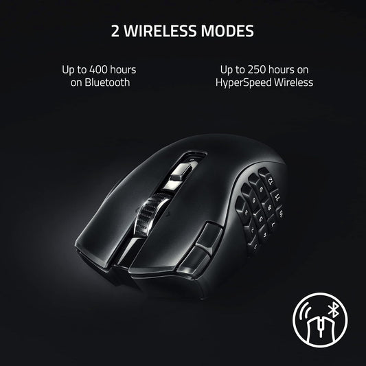 Razer Naga V2 HyperSpeed Wireless MMO Mouse | 19 Programmable Buttons | Focus Pro 30K Sensor | HyperSpeed 2.4 GHz + Bluetooth | 250 h Battery