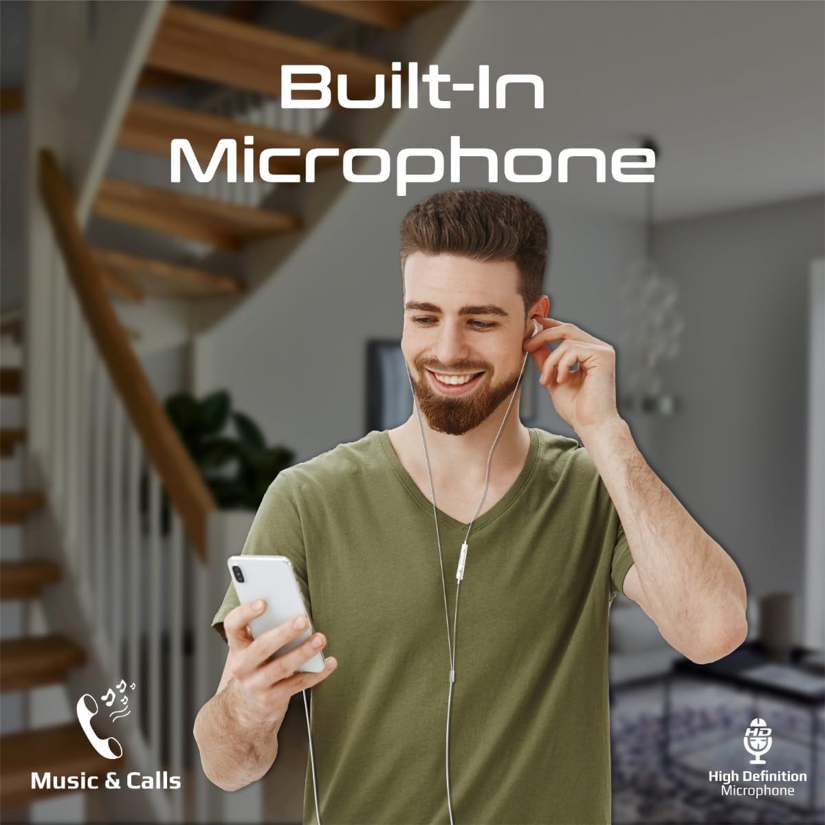 Promate Earphones with Lightning Connector | In-Ear MFi Certified Earphones with Microphone | Noise Isolation | Call Function | In-Line Volume Control Compatible for iPhone | iPad