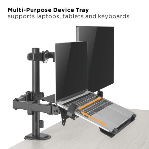 Avetron MA401 Steel Articulating Monitor Arm with Laptop Tray | Supports 17″ | 32″ | 9 kg Load | Full Motion
