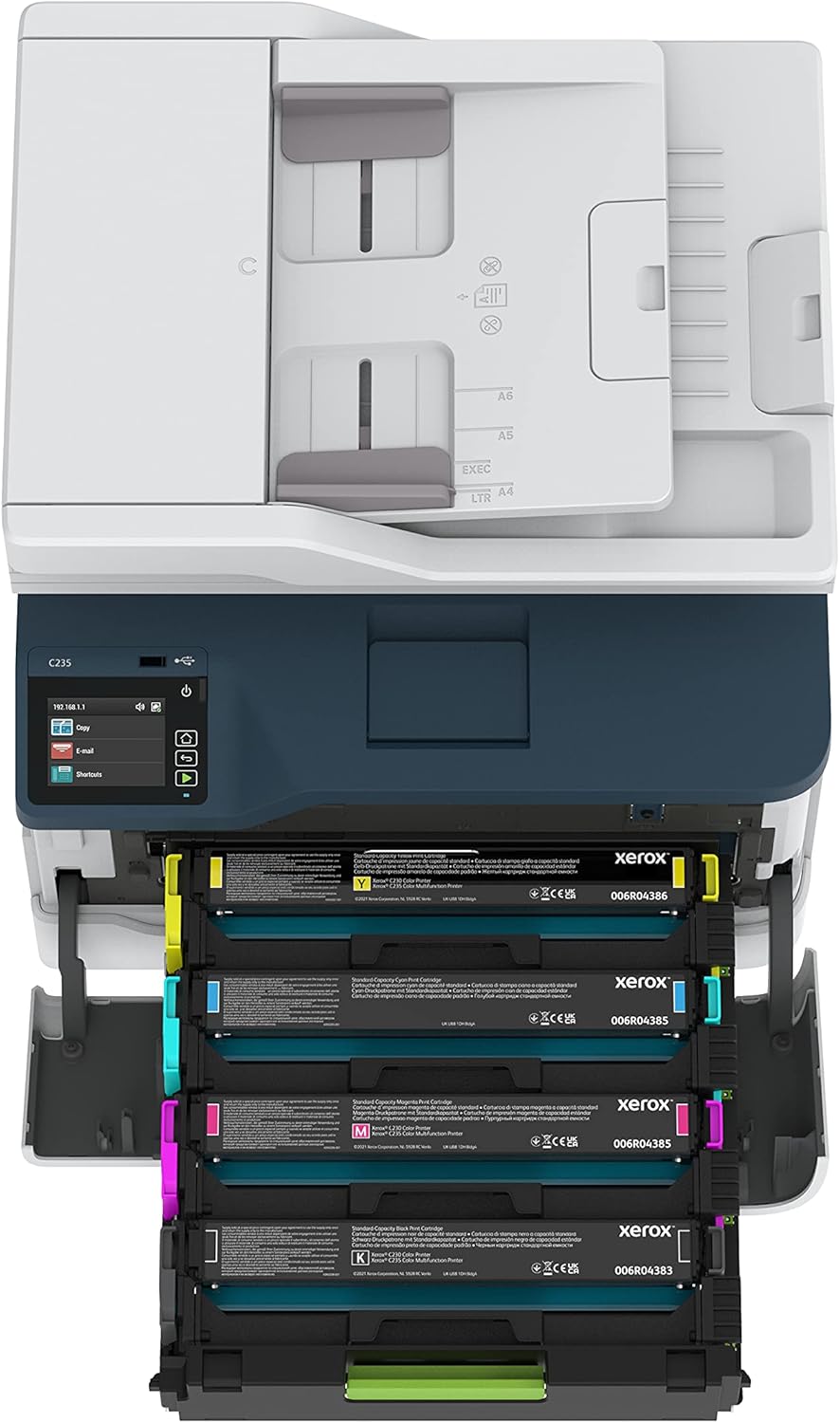 Xerox C235 Color Multifunction Printer | 4-in-1 Laser Printer (Print/Copy/Scan/Fax) | Up to 24 ppm | Wireless/Ethernet/USB | Automatic Duplex | ADF | Mobile Printing