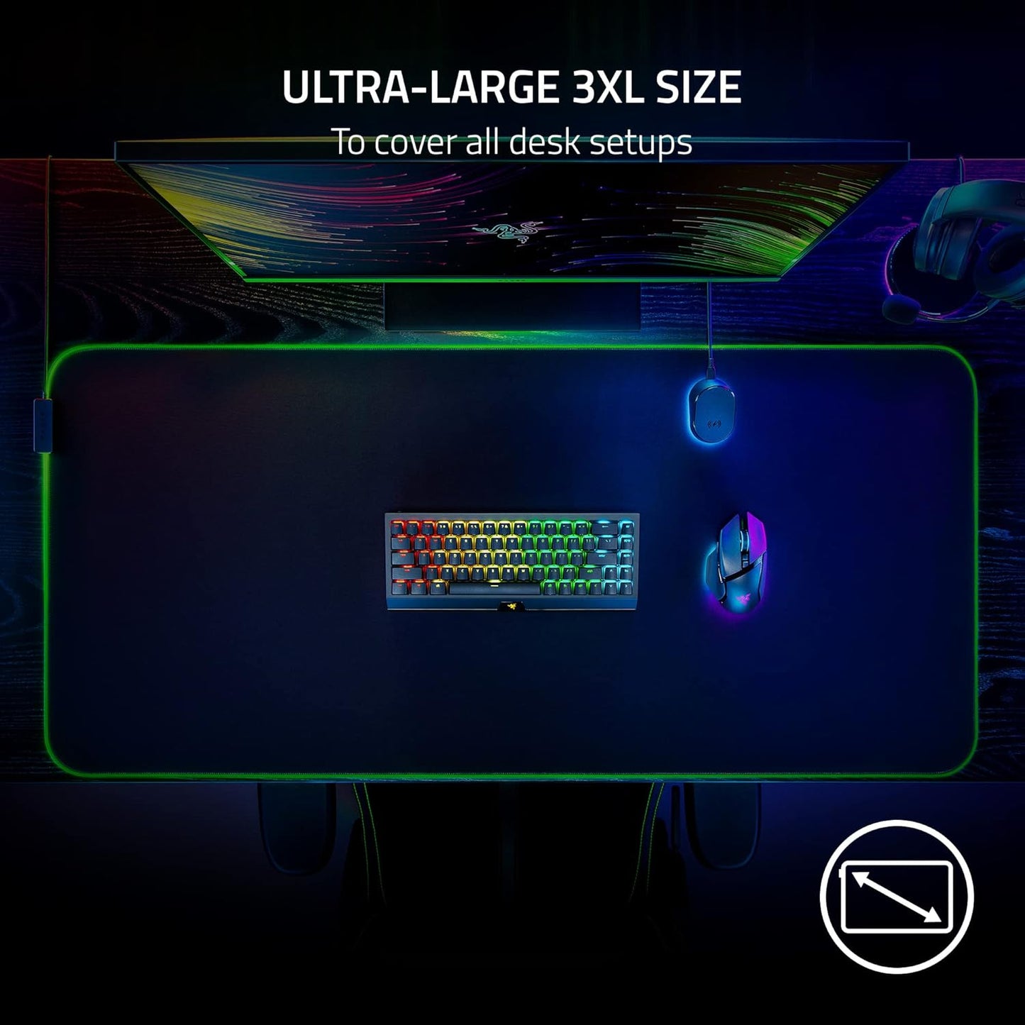 Razer Goliathus Chroma 3XL Gaming Mouse Pad: Micro-Textured Cloth Surface | Large to Cover Desk Setup | Chroma RGB | Optimized for All Sensitivity Settings and Sensors | Non-Slip Rubber Base