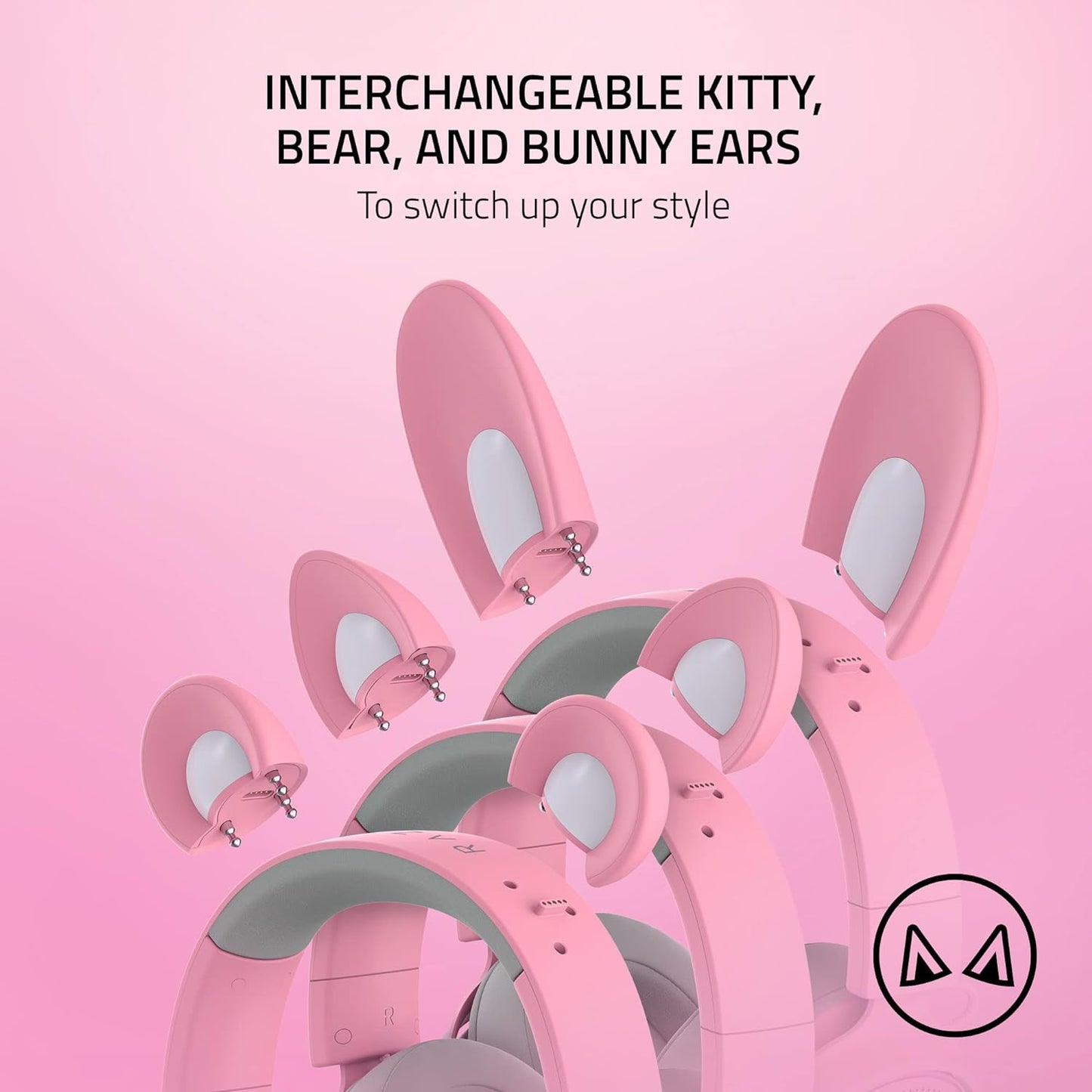 Razer Kraken Kitty V2 Pro Wired Gaming Headset | Interchangeable Ears | THX Spatial Audio | RGB Lighting | Detachable Mic
