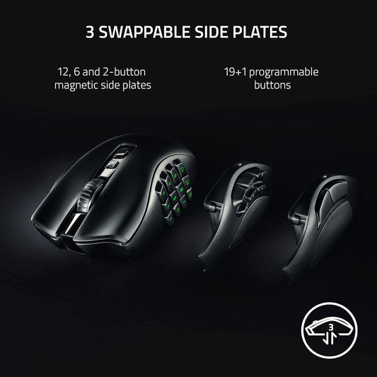 Razer Naga V2 Pro Wireless Gaming Mouse: Interchangeable Side Plate w/ 2 | 6 | 12 Button Configurations | Focus+ 20K DPI Optical Sensor | Fastest Gaming Mouse Switch | Chroma RGB Lighting