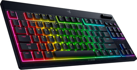Razer BlackWidow V4 Low Profile TKL HyperSpeed Wireless Gaming Keyboard: Yellow Mechanical Switches | 2.4GHz Wireless & Bluetooth | Multi-Function Roller | 3 Control Buttons