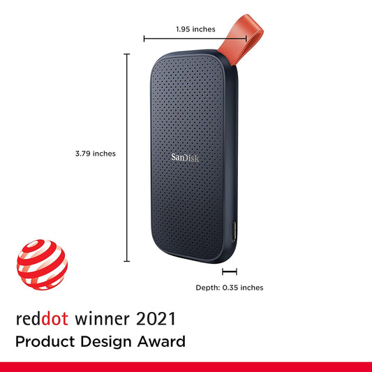 SanDisk 2TB Portable External SSD | Up to 800MB/s Read Speed | USB 3.2 Gen 2 | Rugged Design with 2m Drop Protection | Type-C to Type-A Cable | PC & Mac Compatible