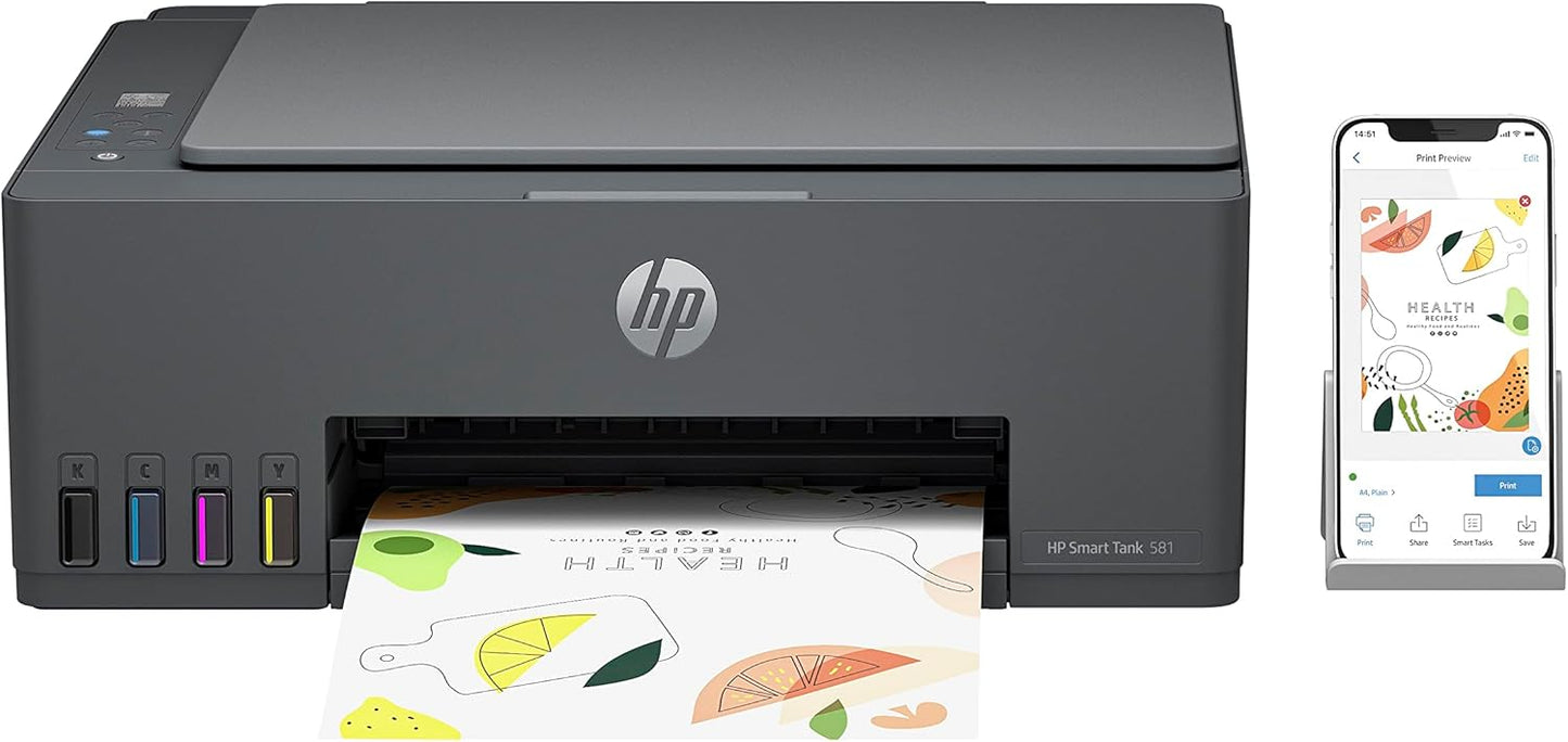 HP Smart Tank 581 Wireless All-in-One Printer | Education Edition for Students & Schools | Print | Scan | Copy | Up to 6 | 000 Pages (Grey)
