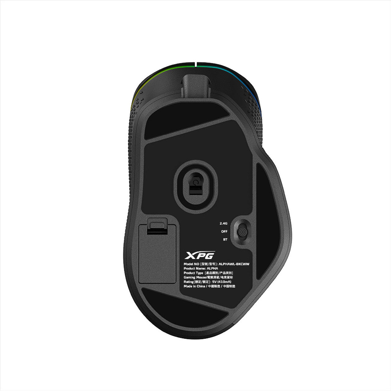 XPG ALPHA Wireless Gaming Mouse | Black w/ RGB + Omron Switches | 60 Hours Battery Life | 6 Macro Buttons PAW3335 Sensor