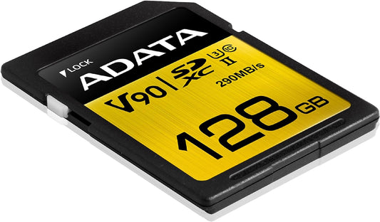 ADATA Premier ONE 128GB SDXC UHS-II U3 Class10 V90 3D NAND 4K 8K Ultra HD 290MB/s SD Card