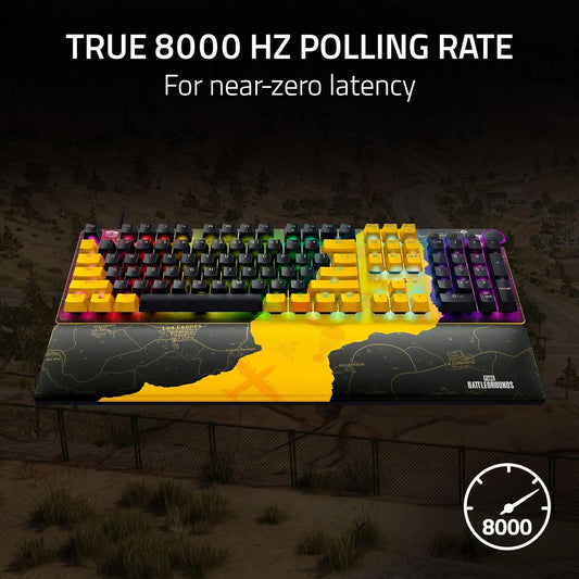 Razer Huntsman V2 Optical Gaming Keyboard: Fastest Linear Optical Switches w/Quick Keystrokes & 8000Hz Polling Rate | Doubleshot PBT Keycaps | Dedicated Media Keys & Dial | PUBG: Battleground Edition