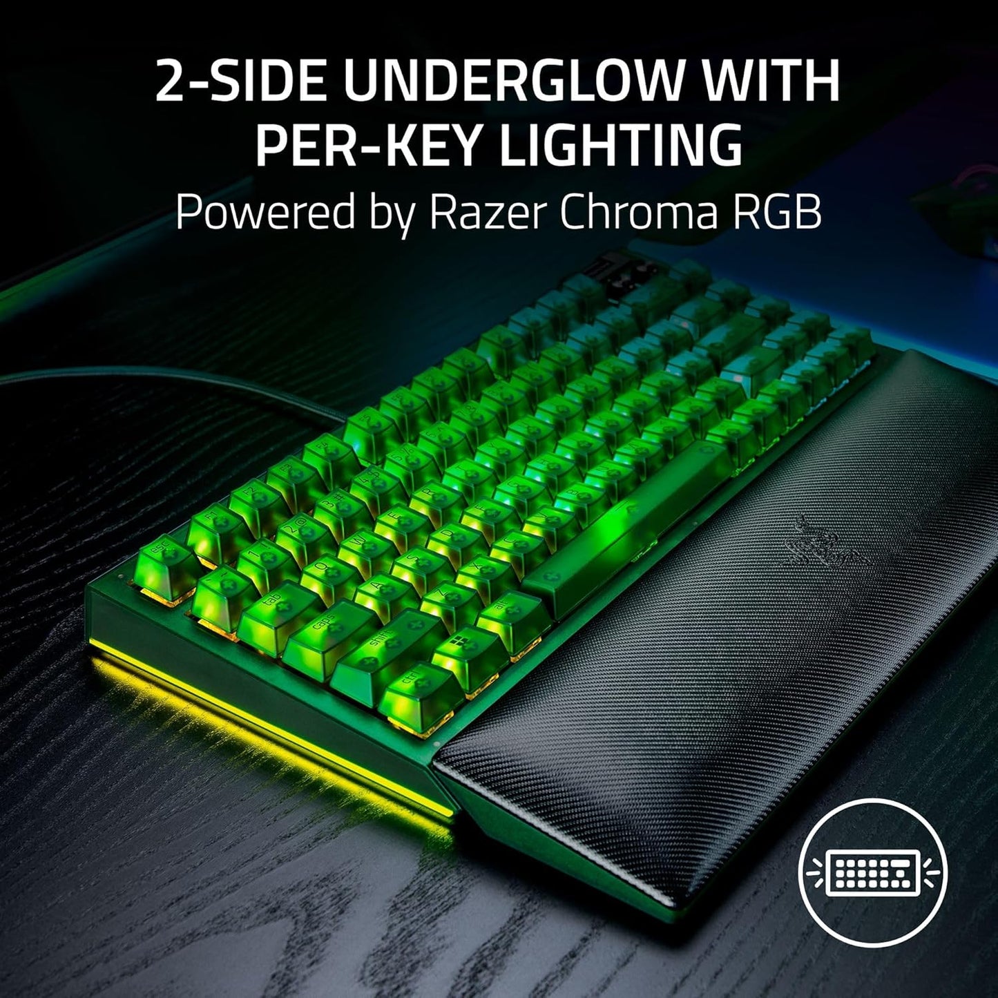 Razer BlackWidow V4 75% Phantom Green Editon | Hot-swappable Mechanical Gaming Keyboard (Orange Tactile Switches | media roller with 2 dedicated media buttons) US Layout