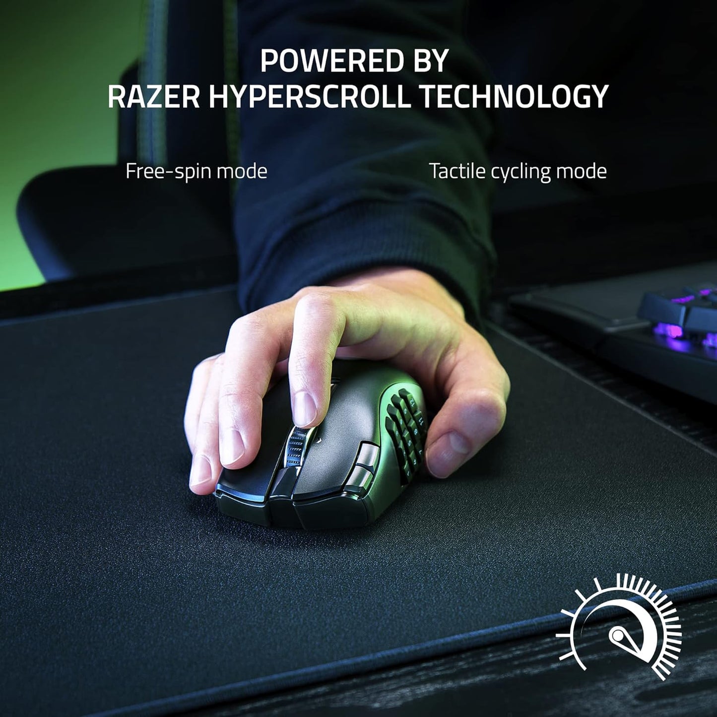 Razer Naga V2 HyperSpeed Wireless MMO Mouse | 19 Programmable Buttons | Focus Pro 30K Sensor | HyperSpeed 2.4 GHz + Bluetooth | 250 h Battery