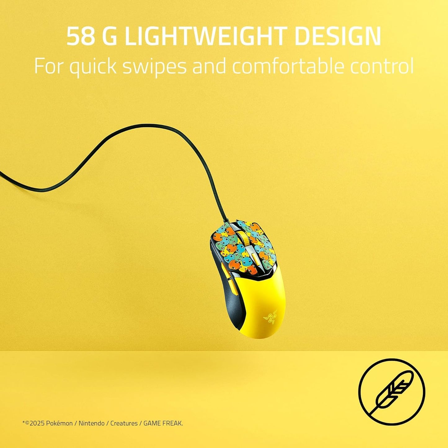 Razer Cobra Wired Gaming Mouse | 58 g | Gen-3 Optical Switches | Chroma RGB Underglow | 8500 DPI | Speedflex Cable | Pokémon Edition