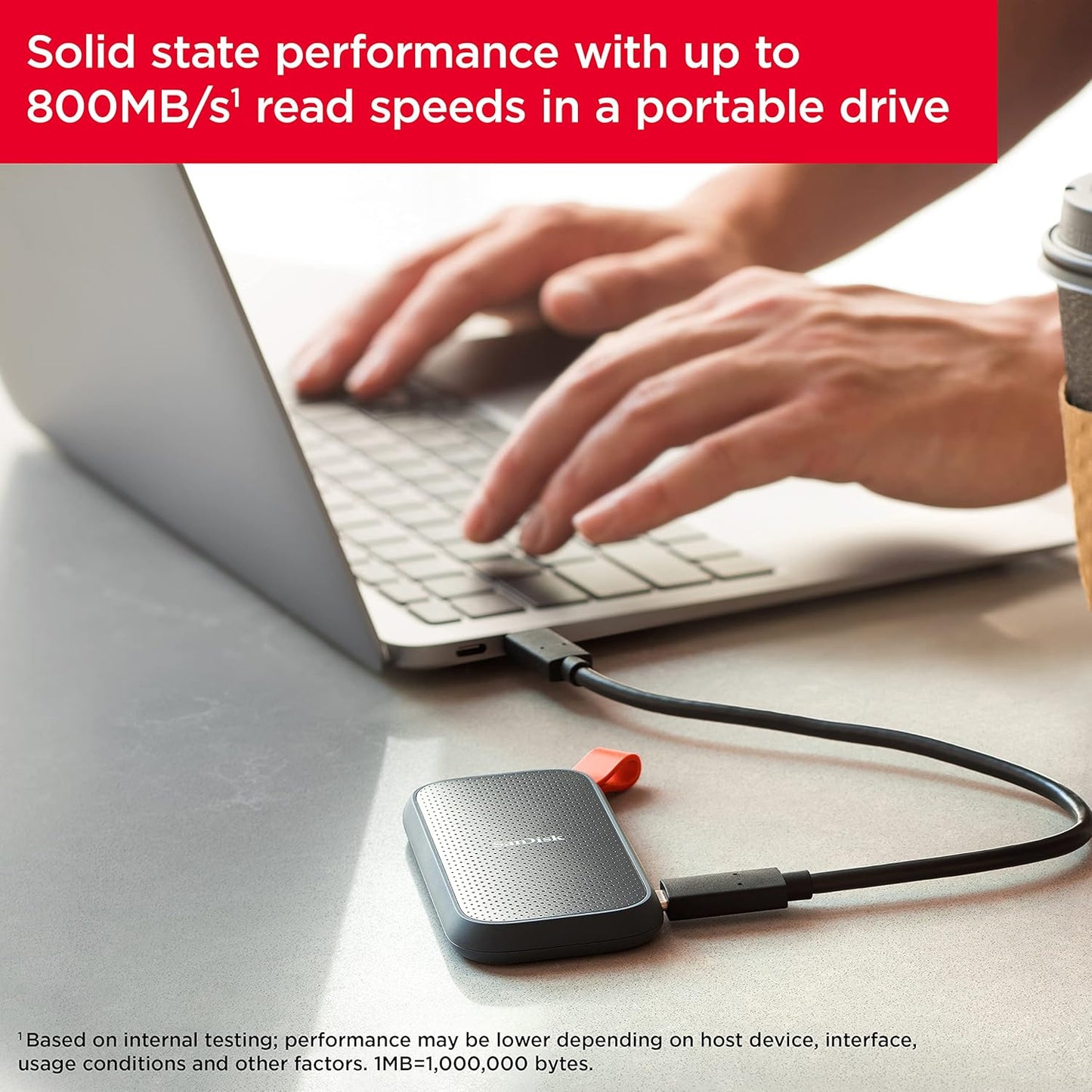 SanDisk 2TB Portable External SSD | Up to 800MB/s Read Speed | USB 3.2 Gen 2 | Rugged Design with 2m Drop Protection | Type-C to Type-A Cable | PC & Mac Compatible