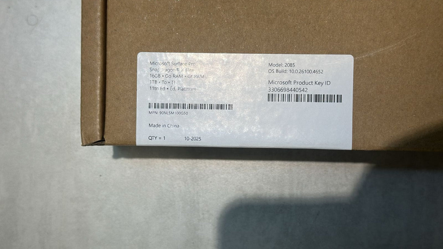 Microsoft Surface Pro 11 | ZIP-00007 | Snapdragon X Elite | RAM 16GB | SSD 1TB | Qualcomm Adreno | 13 (2880 x 1920) | Platinum