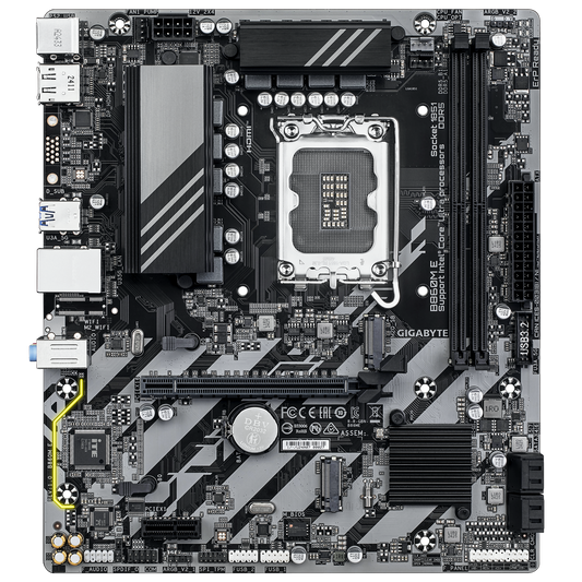 Gigabyte B860M E mATX Motherboard | LGA 1851 (Intel Core Ultra 2) | DDR5 up to 9 | 066 MT/s OC | PCIe 5.0 & PCIe 4.0 M.2 | 2.5 GbE | HDMI/DP