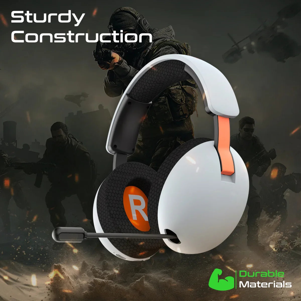 Vertux BB-8 Gaming Headset | Tri-Mode Connectivity | 50mm Drivers | Retractable Mic | 80H Bluetooth Playtime