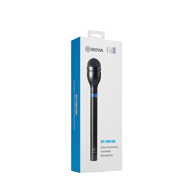 BOYA BY‑HM100 15.6" Long-Handle Omnidirectional Dynamic Handheld Microphone | XLR | 70 | 15 kHz | Durable Aluminum Body | Interview & ENG Use