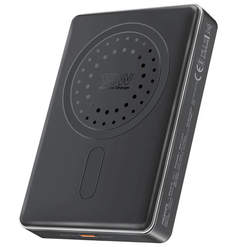 Promate Blade‑10 10 000 mAh MagSafe Power Bank | 15 W Wireless | 20 W USB‑C PD | Smart Indicator | Aluminum Sleek Design