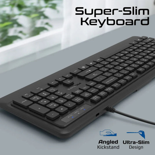 Promate combo-cm5 Ergonomic Wired Slim Keyboard with Palm Rest and 2400 DPI Mouse