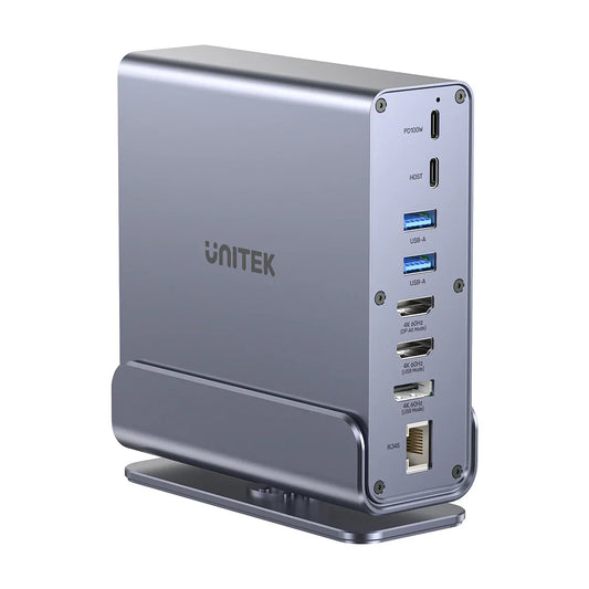 Unitek D1135A Universal DisplayLink Triple 4K Docking Station | 15-in-1 USB-C/USB-A Hub | 3x 4K@60Hz Displays | 100W PD | Gigabit Ethernet | SD/MicroSD | Audio Jack