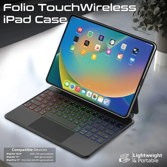 Promate FlexKeys-11Pro Folio Touch Wireless iPad Keyboard Case with Backlight and Smart Connector