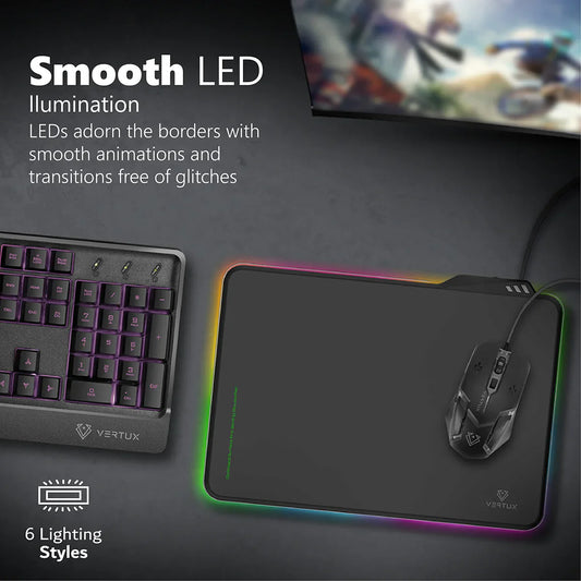 Vertux FluxPad RGB Gaming Mouse Pad | Optimized Surface | Wear-Resistant | 120cm Cable