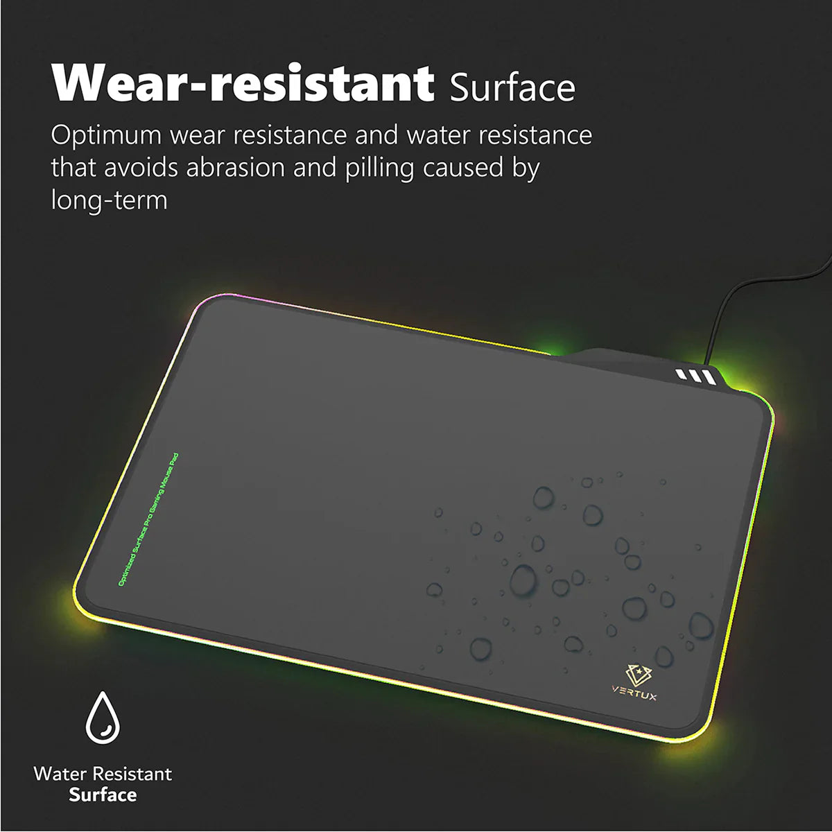 Vertux FluxPad RGB Gaming Mouse Pad | Optimized Surface | Wear-Resistant | 120cm Cable