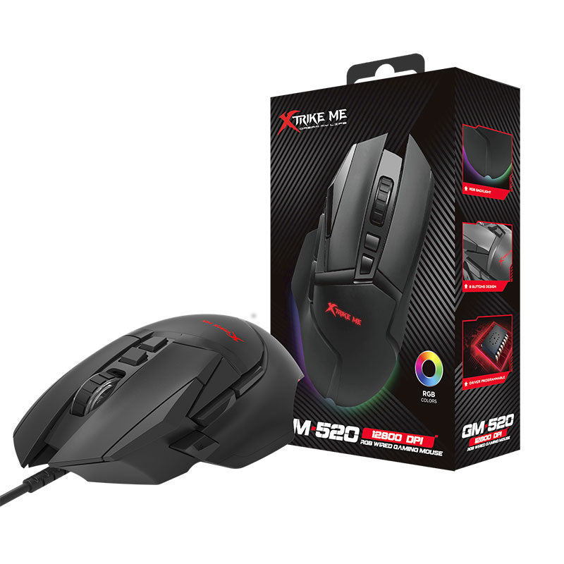 XTRIKE ME GM520 RGB Gaming Mouse | Optical Sensor 12 | 800 DPI | 8 Programmable Buttoms | 1000HZ Polling Rate With Software