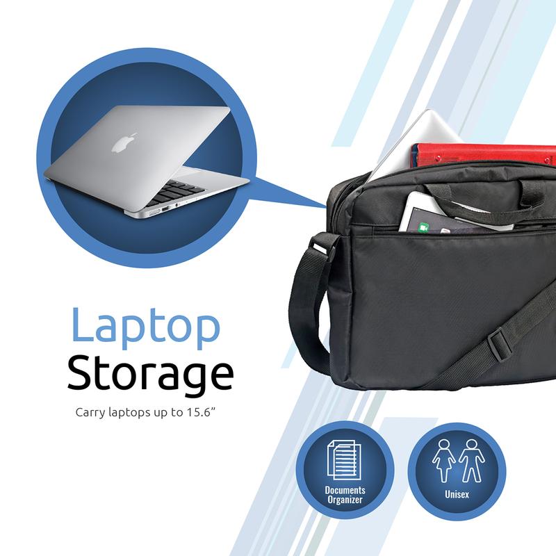 Promate Gear-MB Lightweight Messenger Bag for up to 15.6″ Laptops | Front Zipper Storage | Adjustable Strap